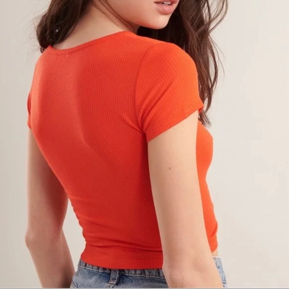 Garage orange ribbed The V Ruched Tee - Picture 3 of 11